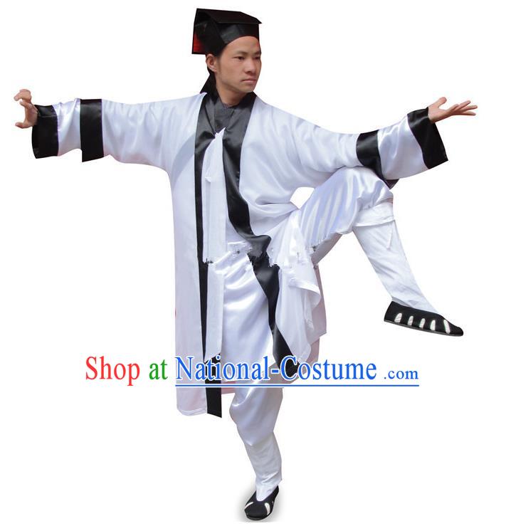 Traditional Chinese Wudang Uniform Taoist Long Robe Uniform Linen Priest Frock Kung Fu Clothing Complete Set for Men