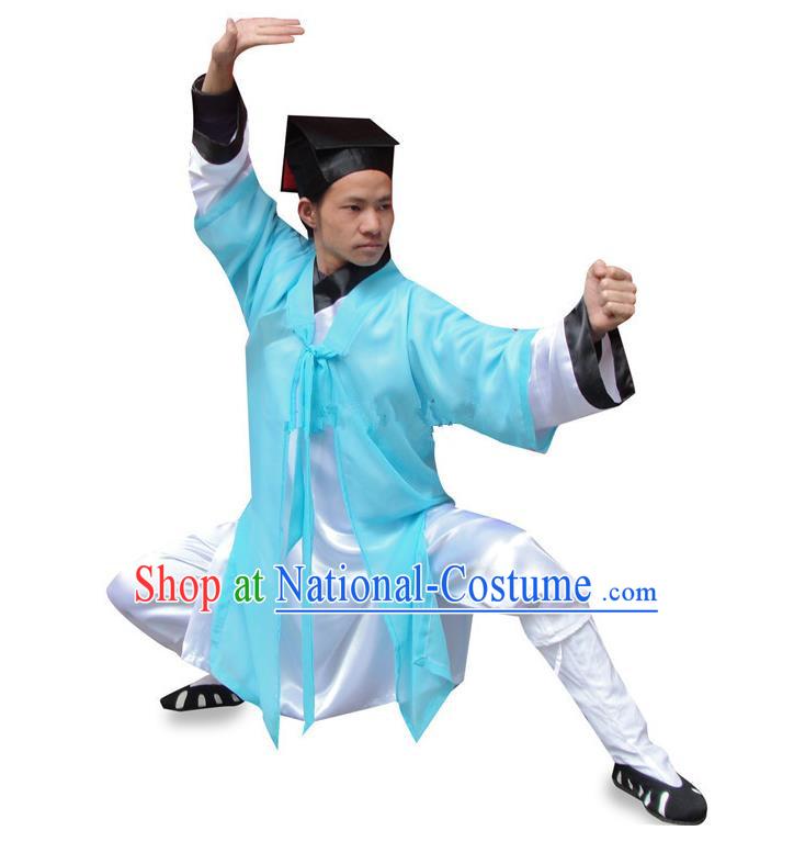 Traditional Chinese Wudang Uniform Taoist Long Robe Uniform Linen Priest Frock Kung Fu Clothing Complete Set for Men