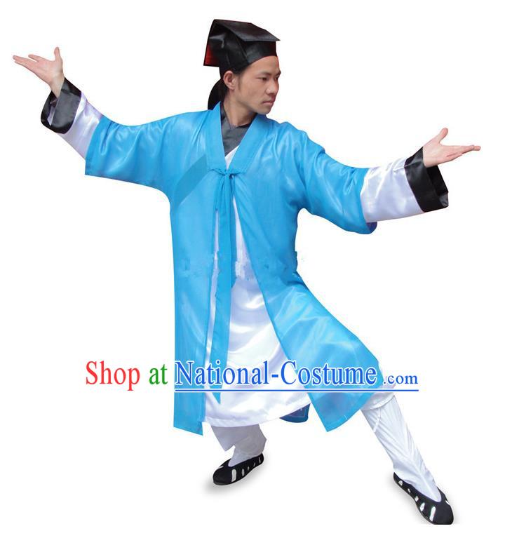 Traditional Chinese Wudang Uniform Taoist Long Robe Uniform Linen Priest Frock Kung Fu Clothing Complete Set for Men