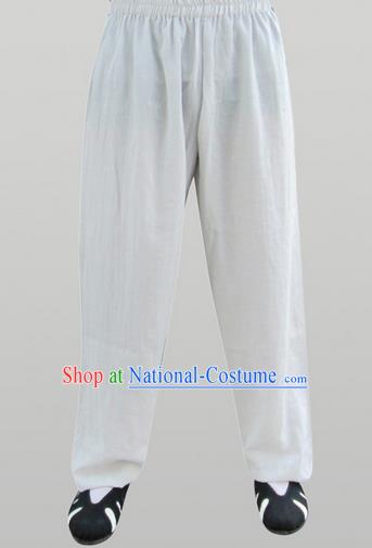 Traditional Chinese Wudang Uniform Taoist Linen Pants Wu Gong Trousers, Chinese Tang Suit Wushu Clothing Tai Chi Bloomers for Men