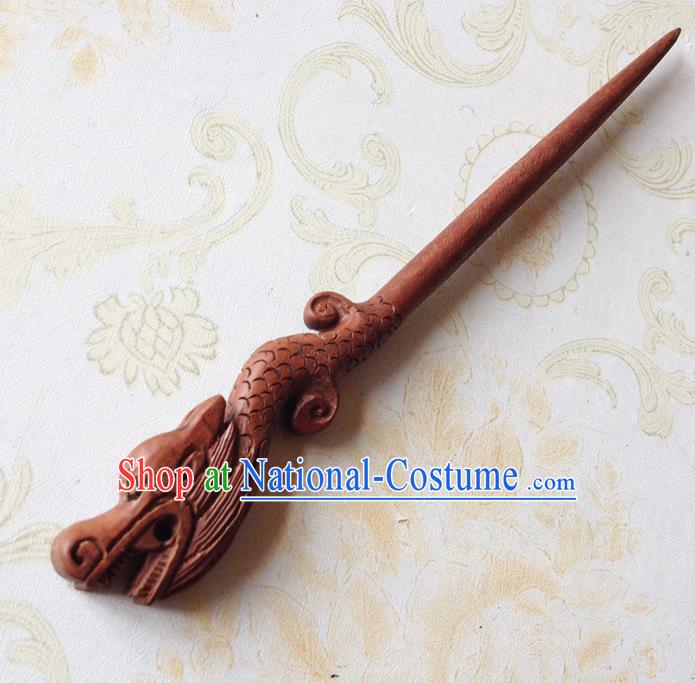 Traditional Chinese Wudang Taoist Supplies Hair Accessories Tai Chi Dragon Head Hairpin Peach Hairpin for Men