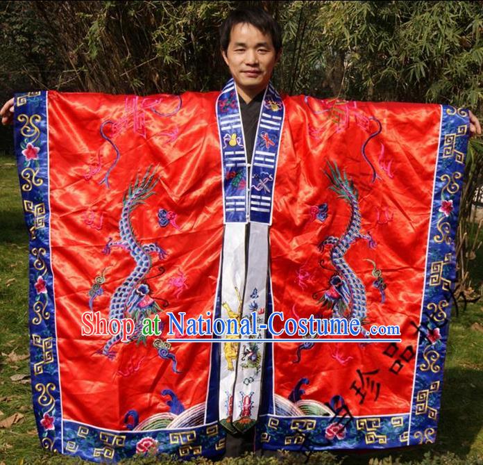 Traditional Chinese Wudang Uniform Taoist Cassock Robes Silk Embroidery Double Dragons Robe Ssangyong Robe for Men