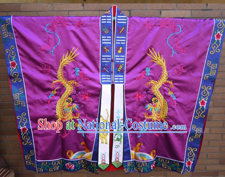 Traditional Chinese Wudang Uniform Taoist Cassock Robes Silk Embroidery Double Dragons Robe Ssangyong Robe for Men