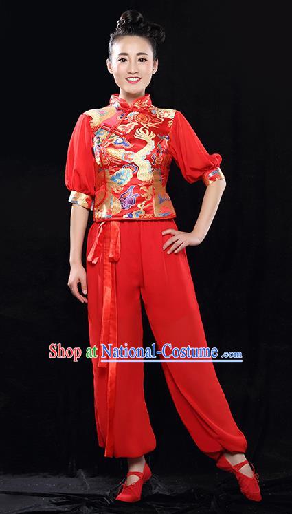 Traditional Chinese Yangge Fan Dancing Costume