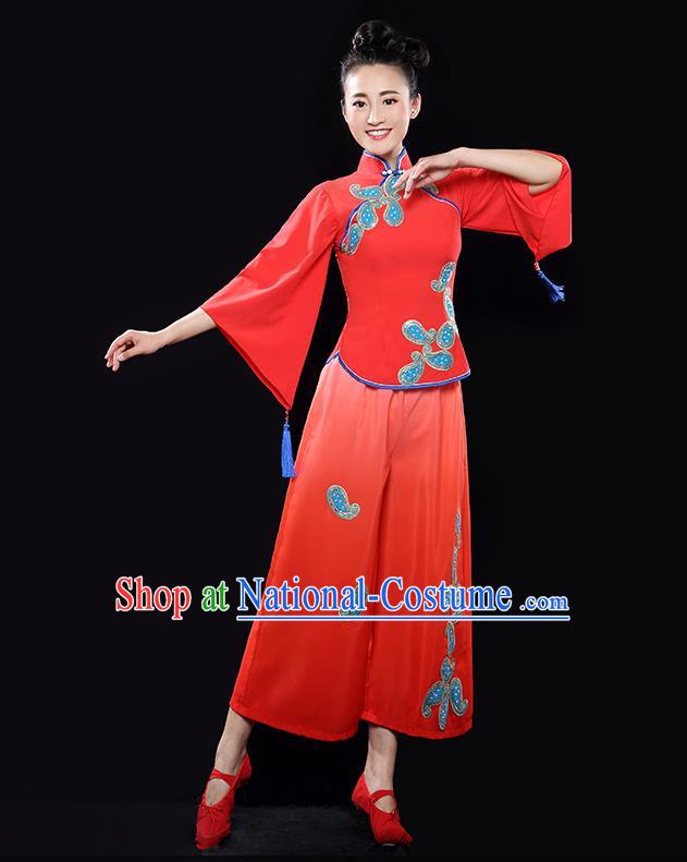 Traditional Chinese Classical Yangko Dance Dress, Yangge Fan Dancing Costume Suits, Folk Dance Yangko Costume for Women