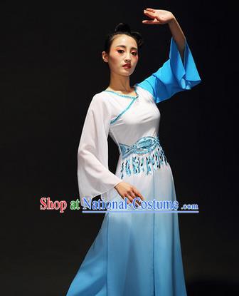 Traditional Chinese Classical Yangko Silk Dance Clothing, Yangge Fan Dancing Costume Chorus Suits, Folk Dance Yangko Costume for Women