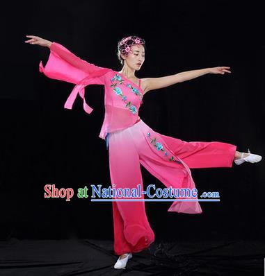 Traditional Chinese Classical Yangko Umbrella Dance Dress, Yangge Fan Dancing Costume Umbrella Dance Suits, Folk Dance Yangko Costume for Women