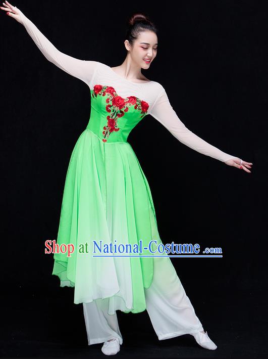 Traditional Chinese Classical Yangko Jasmine Flower Dance Dress, Yangge Fan Dancing Costume Umbrella Dance Suits, Folk Dance Yangko Costume for Women