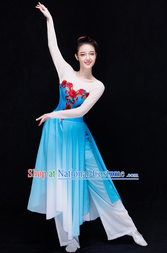 Traditional Chinese Classical Yangko Jasmine Flower Dance Dress, Yangge Fan Dancing Costume Umbrella Dance Suits, Folk Dance Yangko Costume for Women