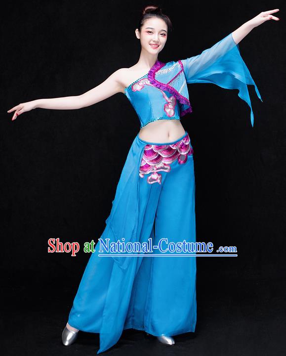 Traditional Chinese Classical Yangko Water-Sleeve Dance Dress, Yangge Fan Dancing Costume Umbrella Dance Suits, Folk Dance Yangko Costume for Women