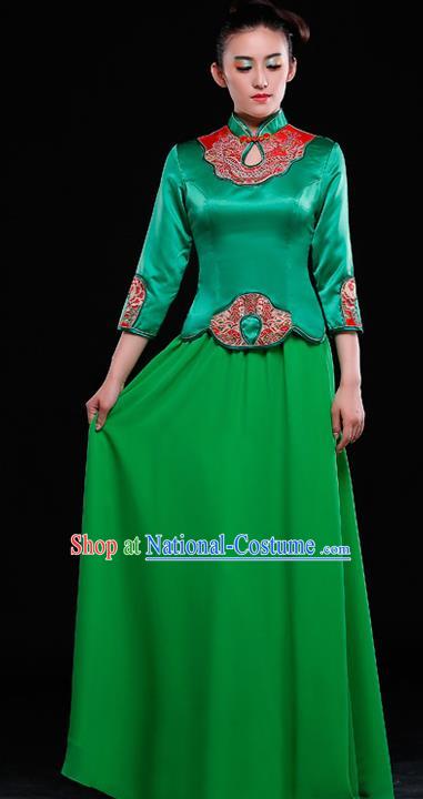 Traditional Chinese Classic Stage Performance Chorus Singing Group Dance Costumes Cheongsam Dress, Chorus Competition Costume, Compere Costumes for Women