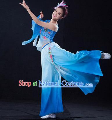 Traditional Chinese Classical Yangko Umbrella Dance Dress, Yangge Fan Dancing Costume Umbrella Dance Suits, Folk Dance Yangko Costume for Women