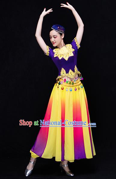 Traditional Chinese Uyghur Nationality Dancing Costume, Folk Dance Ethnic Costume, Chinese Uyghur Minority Nationality Dancing Costume for Women