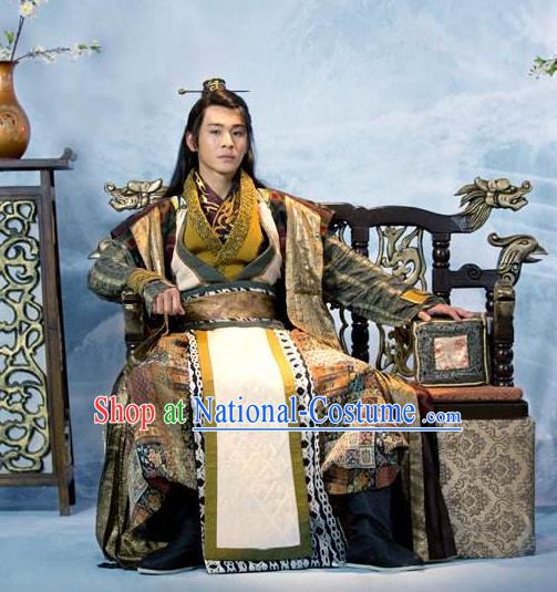 Traditional Chinese Ancient Men Costumes, Ancient Chinese Cosplay General Swordsmen Roayl Prince Embroidered Costume Complete Set for Men