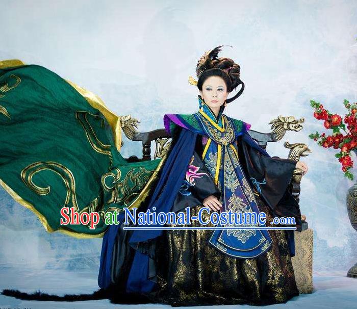 Traditional Chinese Ancient Imperial Empress Women Costumes, Chinese Empress Dowager Clothes and Accessories Complete Set for Women