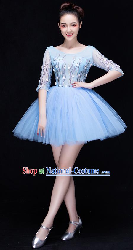 Traditional Chinese Classic Stage Performance Chorus Modern Dance Costumes Bubble Dress, Chorus Competition Costume, Compere Costumes for Women