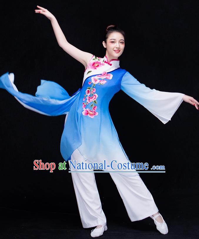 Traditional Chinese Classical Yangko Water-Sleeve Dance Dress, Yangge Fan Dancing Costume Umbrella Dance Suits, Folk Dance Yangko Costume for Women