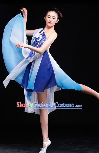 Traditional Chinese Classical Yangko Dance Gradient Dress, Yangge Fan Dancing Costume Umbrella Dance Suits, Folk Dance Yangko Costume for Women