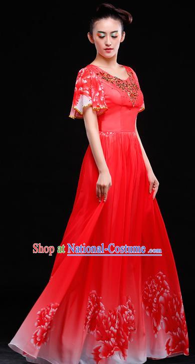 Traditional Chinese Classic Stage Performance Chorus Modern Dance Costumes Dress, Chorus Competition Costume, Compere Costumes for Women