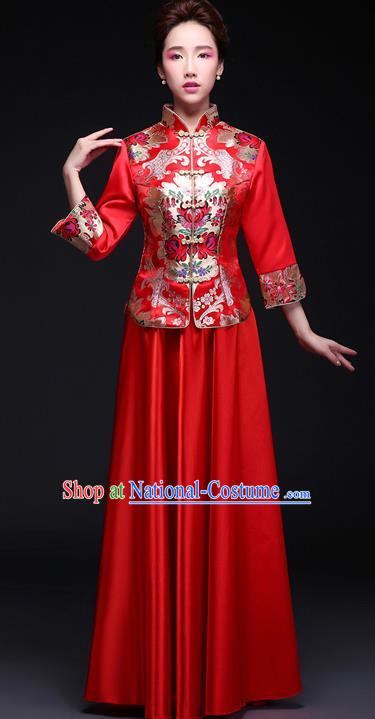 Traditional Chinese Classical Yangko Dance Dress, Chinese Cheongsam Fan Dancing Costume Umbrella Dance Suits, Bride Wedding Costume for Women