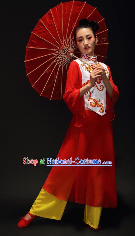 Traditional Chinese Classical Yangko Drum Dance Dress, Yangge Fan Dancing Costume Umbrella Dance Suits, Folk Dance Yangko Costume for Women