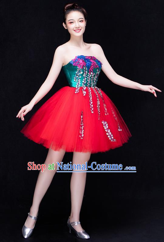 Traditional Chinese Classic Stage Performance Chorus Modern Dance Costumes Bubble Dress, Chorus Competition Costume, Compere Costumes for Women