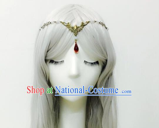 Traditional Chinese Ancient Jewelry Accessories, Ancient Chinese Imperial Princess Frontlet and Wigs Complete Set for Women