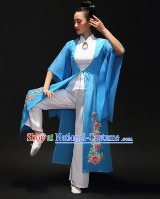 Traditional Chinese Classical Yangko Drum Dance Cheongsam Dress, New Year Yangge Fan Dancing Costume Umbrella Dance Suits, Folk Dance Yangko Costume for Women