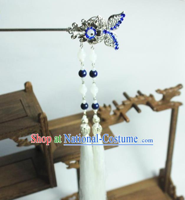 Traditional Chinese Ancient Jewelry Accessories, Ancient Chinese Han Dynasty Imperial Princess Hairpin, Princess Butterfly Long Tassel Hair Pin for Women