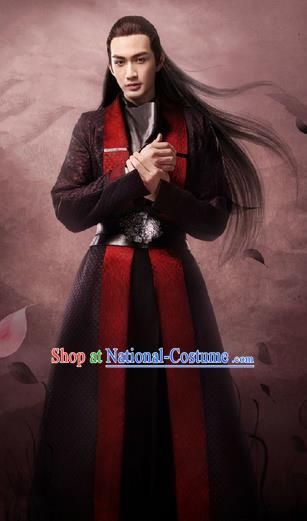 Traditional Chinese Ancient Men Childe Costumes, Ancient Chinese Cosplay Teleplay Ten great III of peach blossom Role General Swordsmen Roayl Prince Embroidered Costume Complete Set for Men