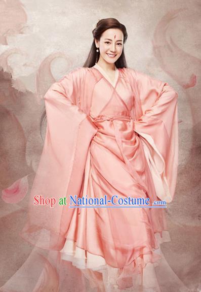 Traditional Chinese Ancient Princess Fairy Maiden Costumes, Chinese Teleplay Ten great III of peach blossom Role Han Dynasty Imperial Princess Wedding Bride Embroidery Clothes Complete Set for Women