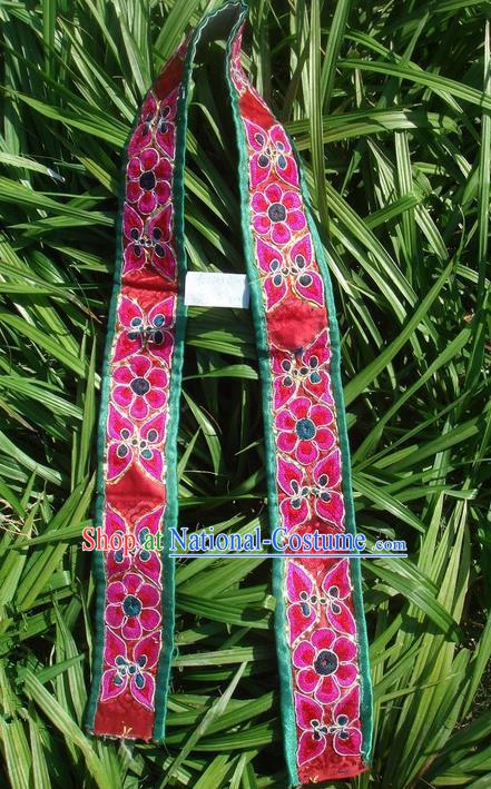 Traditional Chinese Miao Nationality Embroidery Belts, Hmong Handmade Embroidery Belt for Women