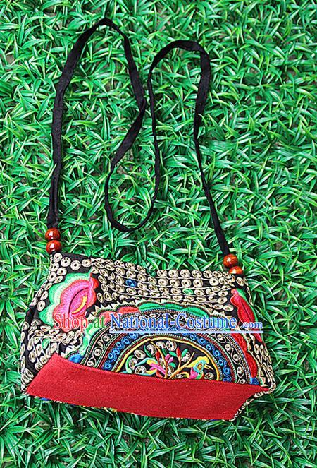 Traditional Chinese Miao Nationality Palace Handmade Embroidery Peony Handbag Hmong Handmade Embroidery Canvas Messenger Bags for Women