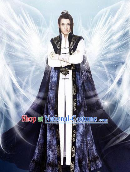 Traditional Chinese Ancient Emperor Costumes, Ancient Chinese Cosplay General Swordsmen Palace Prince Embroidered Costume Complete Set for Men