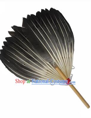 Kong Ming Fan Goose Feather Fan Stage Show Dance properties Grey