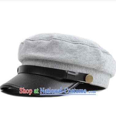 Chinese Traditional Style Wu Si Period Student Hat Play Stage Flat Hat Men Sun Yat Sen s Uniform Hat Grey