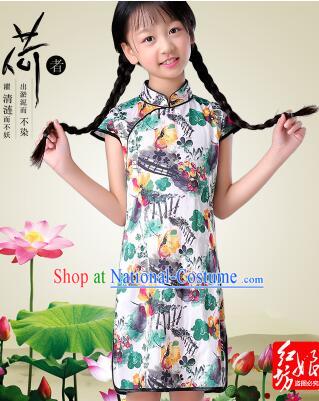 Qi Pao For Girls Cheongsam For Children Play Stage Costume Chinese Traditional style Princess Dress