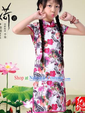 Qi Pao For Girls Cheongsam For Children Play Stage Costume Chinese Traditional style Princess Dress