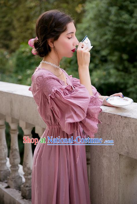 Traditional Classic Women Clothing, Traditional Classic Pink Silk Pajamas Heavy Lace Embroidery Evening Dress Restoring Garment Skirt Braces Skirt, Long Skirt