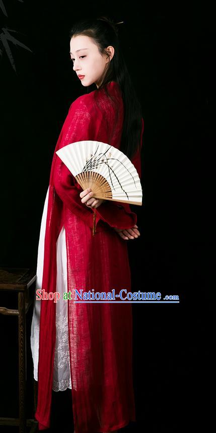 Traditional Classic Women Clothing, Traditional Chinese Style Yarn Hanfu, Classic Long Cape Cardigan, Long Yarn Coat