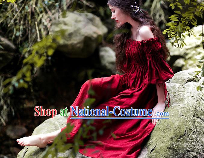 Traditional Classic Women Clothing, Traditional Classic Elegant Double Yarn Brought Restoring Boat Neck Even Garment Skirt