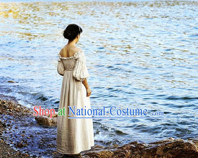 Traditional Classic Women Clothing, Traditional Classic Elegant Double Yarn Brought Restoring Boat Neck Even Garment Skirt