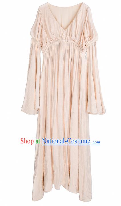 Traditional Classic Women Clothing, Traditional Classic Elegant Double Yarn Brought Palace Restoring Boat Neck Even Garment Skirt