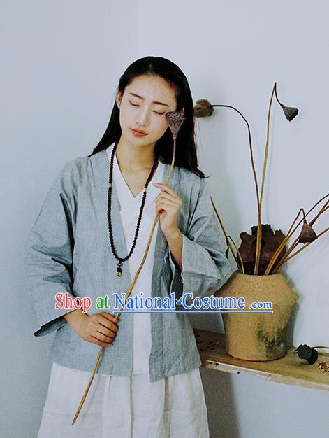 Traditional Classic Women Clothing, Traditional Chinese Classic Yarn Hanfu Jacket White Han Dynasty Blouse