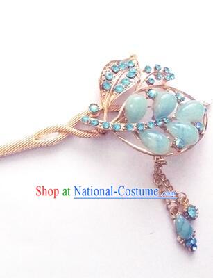 Hairpins Ancient Korean Style Women Hair Clasp Bride Head Wear Up Do Light Blue