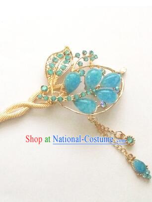 Hairpins Ancient Korean Style Women Hair Clasp Bride Head Wear Up Do Dark Blue