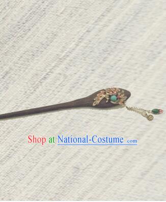 Classic Wooden Hairpins Metal Decorating Bu Yao Han Fu Access Colorful Peacock