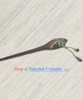 Classic Wooden Hairpins Metal Decorating Bu Yao Han Fu Access Colorful Peacock