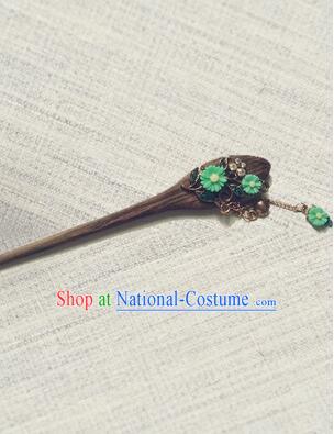 Classic Wooden Hairpins Metal Decorating Bu Yao Han Fu Access Colorful Flowers