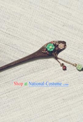 Classic Wooden Hairpins Metal Decorating Bu Yao Han Fu Access Colorful Flowers